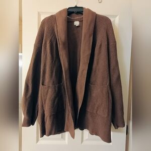 Cozy Brown Shawl Collar Women's Sweater By a A New Day Size XL